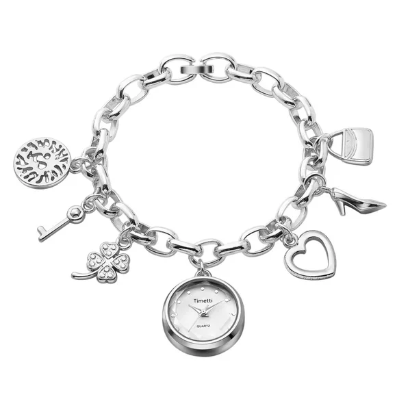 Silver Charm Bracelet Watch with Mixed Charms - Picture 4 of 5